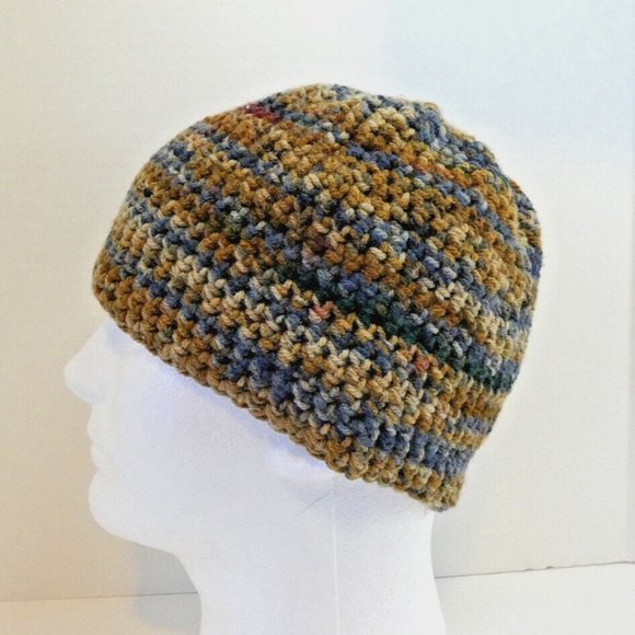 Winter Camo Beanie Camouflage Hat Handmade Crochet Knit Woods Preppy Made USA OS - Picture 1 of 6